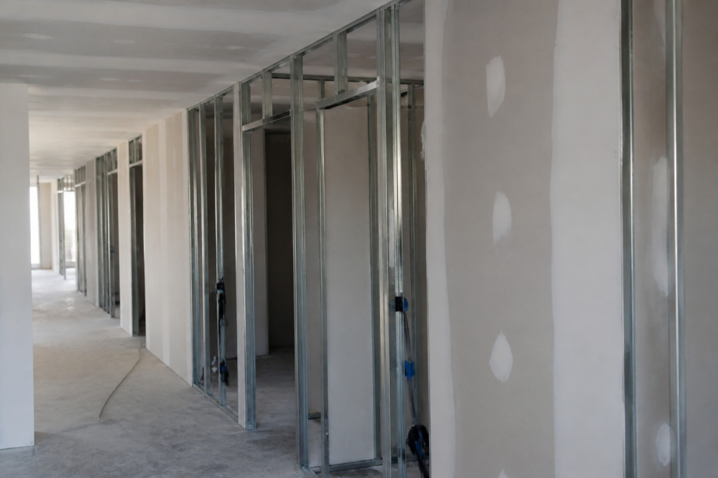 Montage cloison ossature metallique recouverte plaques platre